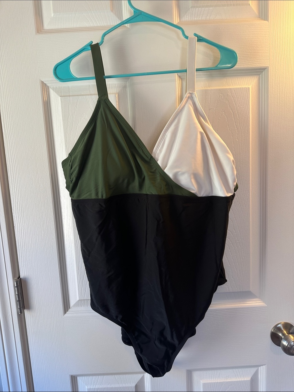 Kona Sol Olive Green White Black One-Piece Swimsuit